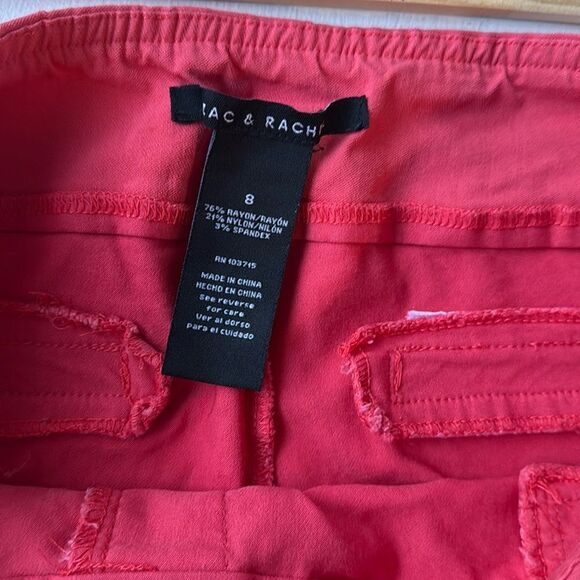 Zac & Rachel Coral Orange Red Pink Capri Pants Women's Size 8 Pull On Cropped - Picture 4 of 7